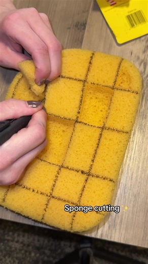 Pt. 1 -Cutting this grout sponge bc I was bored 🧽 Video will be posted with it later today Not the best but I ended up liking it 🤍 It’s therapeutic and satisfying but kinda frustrating when you can’t get it right lol I’ve always looooved checkered designs 🤤 Plz ignore my heavy a$$ breathing lmaooo #sponge #spongecutting #asmr #asmrsounds #satisfying