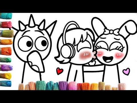 Incredibox Sprunki Coloring - How Pinki Got Kiss By Oren ? ✨💗 #sprunki #incrediboxsprunki #drawing