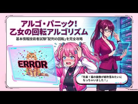 基本情報技術者試験 科目A サンプル問題６解説【改訂版】アルゴ・パニック!乙女の回転アルゴリズム