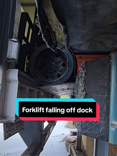 The forklift almost fell off the dock while loading my truck on the icy pavement. 😯 . . . #forklift #loading #trucking #trucktok #fyp