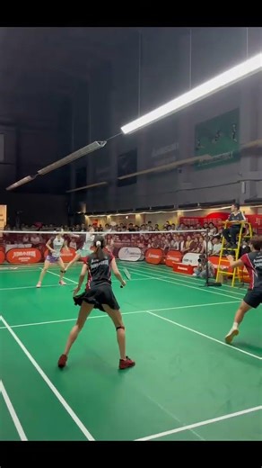 Another intense three game women's doubles match #badminton