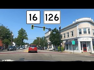 ⁴ᴷ⁶⁰ Driving Massachusetts Route 16 / Route 126 in Holliston, Massachusetts