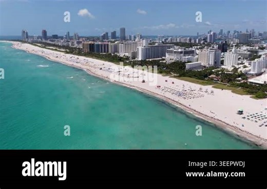 Miami Beach aerial drone view with skyline. Miami from above. Drone view of Miamis famous landmarks. South Pointe beach with skyscrapers. Miami city panorama. Oceanfront skyline of Miami Beach Stock Video Footage - Alamy