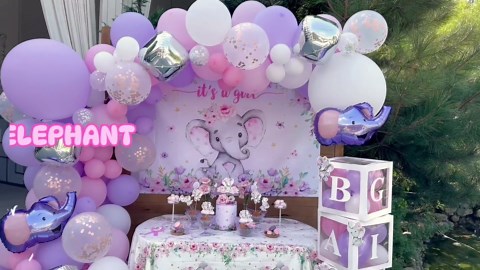 169 pc Premium Pink Elephant Baby Shower Decorations Girl, Balloon Garland Arch, Balloons Boxes, It's A Girl Backdrop, Tablecloth, Cake Topper - Decoracion de Baby Shower para Niña