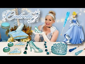 ASMR DISNEY PRINCESS CINDERELLA PARTY WITH EDIBLE GLASS SLIPPER, CROWN, RINGS