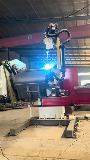 Robot welding technology uses on the excavator bucket.