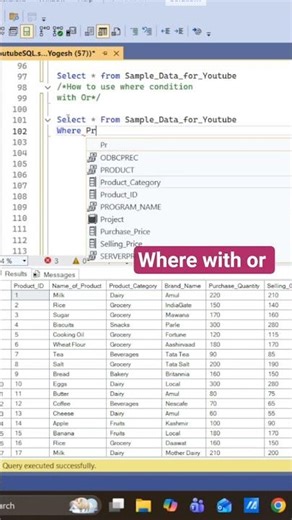 how to use where with or in SQL server management #sqlview #sqldatapartners #sqlserver #where #or