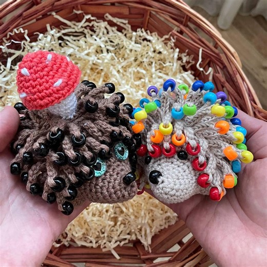 Crochet Hedgehog Sensory Toy Pattern: No-sew Fidget With Beads and Pop-it Mushroom PDF English - Etsy