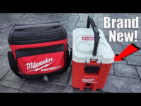 Milwaukee Hard-Shell Compact Packout Cooler 48-22-8460 & NewAir 24” 160 Can Outdoor Beverage Fridge