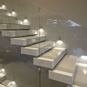 [Hot Item] Floating Straight Staircase with Marble Steps Modern Design