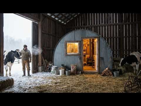How He Built a Tiny Quonset Cabin inside a Barn and Survived the Coldest Blizzard in 45 Years