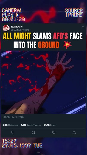 ALL MIGHT SLAMS AFO'S FACE INTO THE GROUND 💥 | #anime #animeedit #myheroacademia