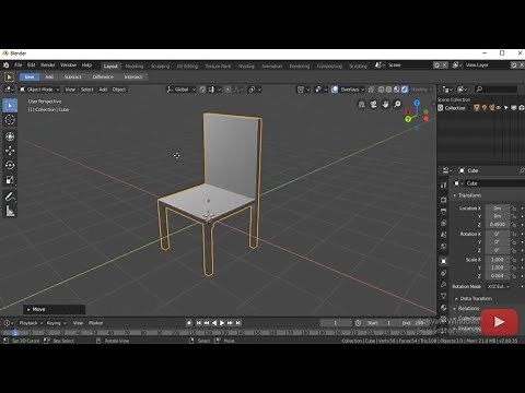 How to make a basic chair in blender 2.80 for beginners