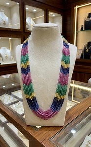 Faceted Ruby Emerald Sapphire Beads | Multi Gemstone Strand Beads - Etsy