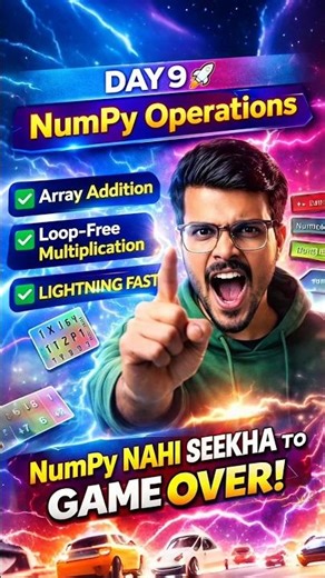 🚀 Day 9 | NumPy Operations | Array Addition & Loop-Free Multiplication ⚡ GAME OVER!