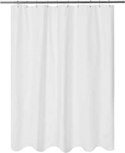 Mrs Awesome Embossed Microfiber Stall Shower Curtain Liner 60 x 72 inches, Soft Fabric Shower Curtain Washable and Water Repellent,60x72, White