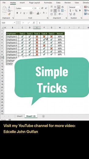 check and X using conditional formatting in Excel. #excel #exceltricks #exceltutorial #excelshortcut #exceltips
