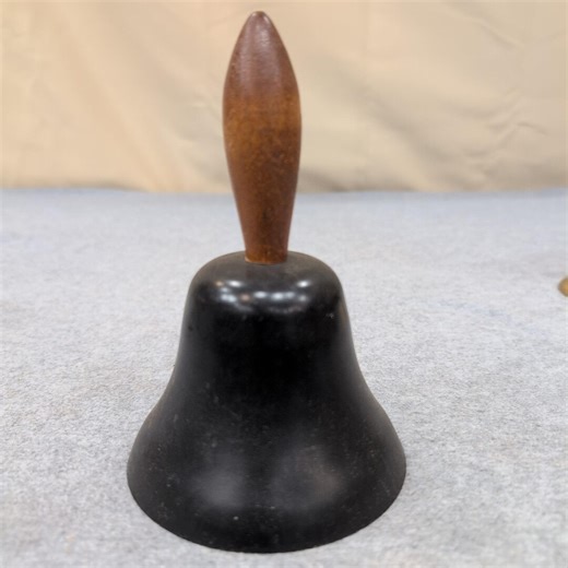 Vintage Metal School Hand Bell Cherrywood Handle - Desk Service Dinner - LOUD! - Etsy