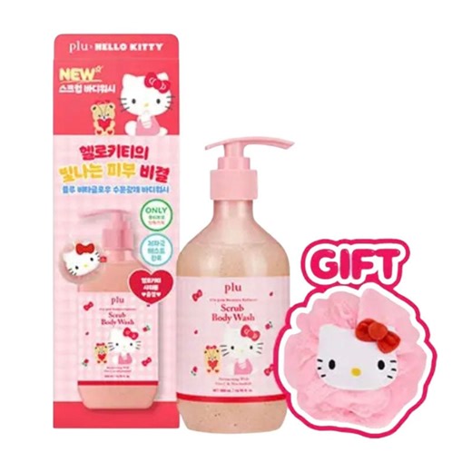 Hello Kitty Vita-Glow Moisture Radiance Scrub Body Wash 500ml (Melrose)   Shower Ball