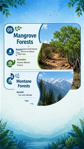 🌿 Did you know there are 5 major types of natural forests?#upsc #currentaffairs #geography #shorts