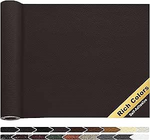 KING MOUNTAIN Leather Repair Patch,16 x 60 Inches self Adhesive Leather Repair Tape for Damaged Leather Furniture, Sofa Seating,Car Seats, Leather Goods(Dark Brown)