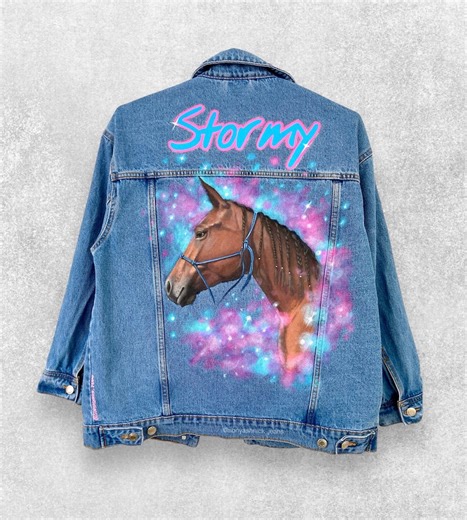 Custom Jean Jacket, Hand Painted Denim Jacket, Horse Gift, Gift for Horse Lover, Cowgirl Outfit, Western Apparel, Personalized Gift for Her. - Etsy