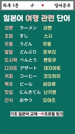 일본어 왕초보 필수 단어 [172편]ㅣ일본어 필수 명사 단어 ㅣ여행관련ㅣ하루 1분ㅣ반복연습ㅣ일어 기초 단어 공부