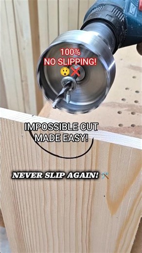 Stop Hole Saw Slipping! Genius Edge Cutting Trick 🪵 #shorts #woodworking #diy #tools #tricks
