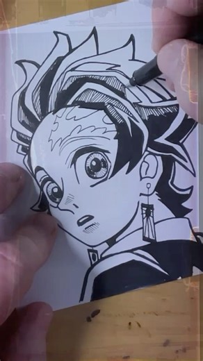 How to Draw Anime Tanjiro Kamado Demon Slayer 6 #anime #art #drawing #ink #draw #drawingtutorial