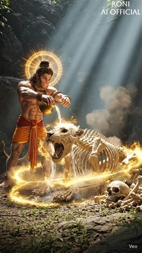 "😱Hanuman Ji Brought the 🦁Lion Back to Life! || Roni Ai Official #hanuman #shiv #ai #viral #shorts