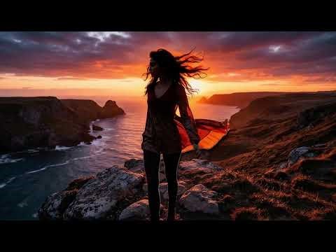 Wind-swept sunset walk on the cliffs — immersive 3D spatial light & motion rendering