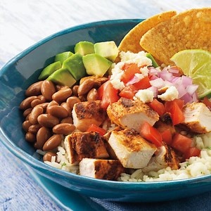 Mexican Chicken Bowls with Rice, Beans, and Queso Fresco | Poultry Recipes | Weber Grills