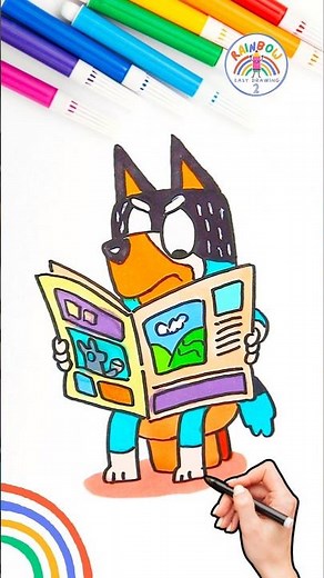 How to Draw Bluey | Draw Bluey Angry Bandit Easy Tutorial 🌈🐶 #bluey #shorts #drawing #angry