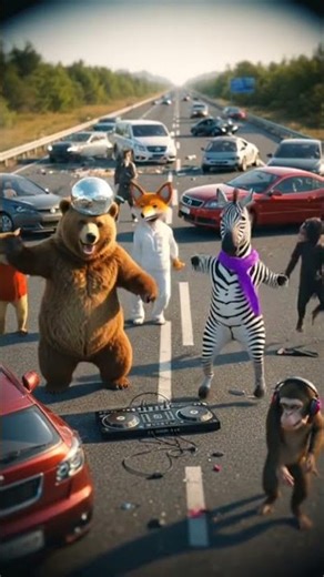 #DreamScreenAI animal dance party in Highway and track exident #youtubeshorts #dreamsequence