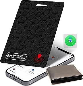 Wallet Tracker Card, Thin Wallet Finder Works with Apple Find My (iOS Only), Bluetooth Item Locator IP68 Waterproof Smart Card Tracker for Wallet, Luggage, Passports, Bag, Suitcases