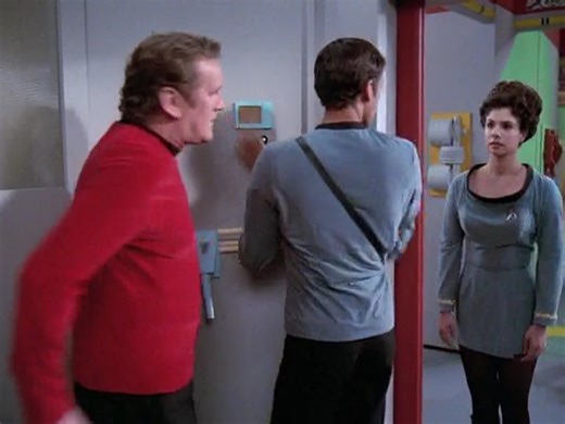 Starfleet Records. A trip to the past. Temporal Investigations. Date: 2373 and 4523.7 (2268) #DominionWar Bashir and O'Brien beam into another turbolift and try to proceed to Deck 21. O'Brien's vocal command goes unheeded, and, not knowing what could be wrong with the turbolift, they try to take an intercom panel off to see what's happening when they're interrupted by the lift's doors opening. A woman steps in, nods to O'Brien and Bashir, takes one of the handles on the side of the turbolift, an