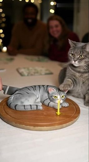 Cat Shocked As Owner Cuts Cat Cake #viralpets #catcake