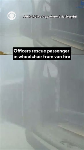 Newly-released footage showed several quick-thinking officers rescuing a passenger in a wheelchair from a transport van fire in Oklahoma — with one officer saying, “Keep breathing.” Police said firefighters arrived shortly after to extinguish the fire. #news #oklahoma #police #bodycam #video | CBS News