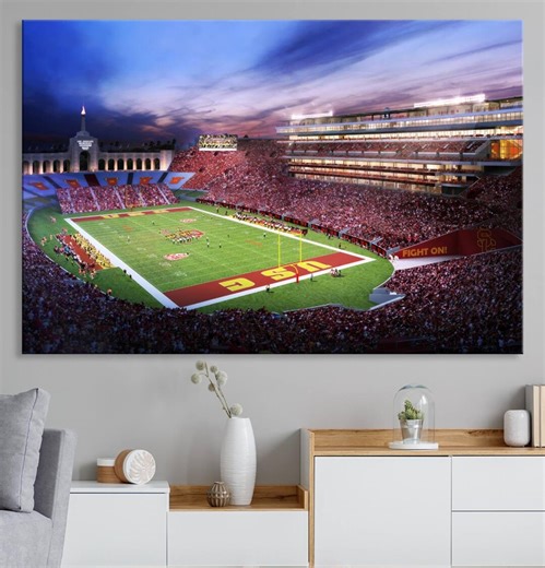 Los Angeles Memorial Coliseum Canvas Art – Sunset Football Stadium View - Etsy