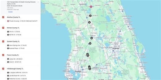 CSX plans to close railroad crossings across North Central Florida