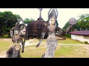 BUDDHA PARK LAOS from ABOVE! 🚁 An Aerial Tour of Xieng Khuan (Vientiane Day Trip) 🇱🇦