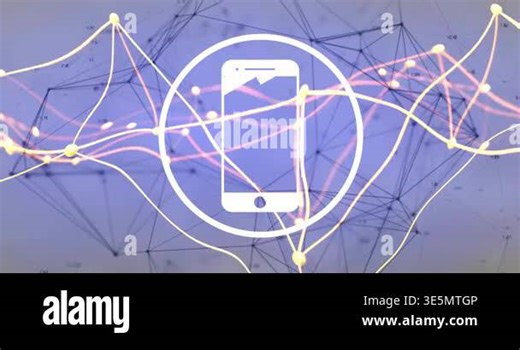 Animation of smartphone icon with network connections in data visualization background. Technology, communication, digital, connectivity, interface, abstract Stock Video Footage - Alamy