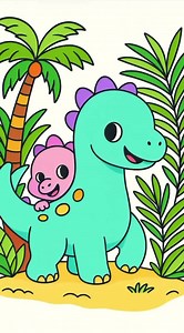 Dino Family (Mom & Baby) Coloring Book for Kids – 20 Cute Dinosaur Pages Printable