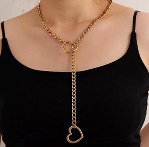 Heart Slip Chain Necklace - Stainless Steel Choker, Gothic Punk Jewelry - Etsy