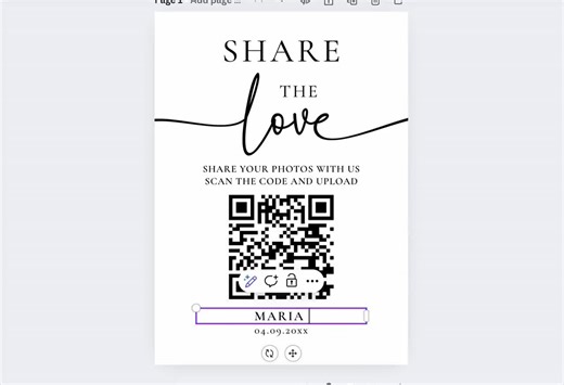 Share the Love QR Code Sign, Wedding Photo Share Sign, Photo Guestbook Sign, Scannable Photo Sharing, Editable & Printable Canva Template - Etsy