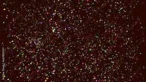 Beautiful modern video background with colored moving and flickering particles and trails from them.