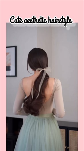 simple cute aesthetic hairstyle ✨️🎀#aesthetic #hairstyle #hair #hairstyletutorial #koreanhairstyles