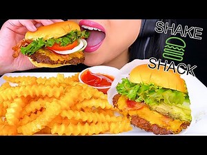 ASMR CHEESEBURGER & CRINKLE FRIES SHAKE SHACK MUKBANG (EATING SOUNDS) ASMR Phan