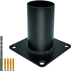 3 Inch Pier Mount Base, Heavy Duty Post Light Part 3" Pier Mount Adapter, Metal Black Outdoor Post Bracket for Post Light, Mailbox, Light Pole,Flagpole (3 inch pier base)