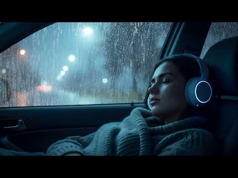 Peaceful Dreams Await with Rain & Thunderstorm Sounds on Car in Lonely Roadside at Night
